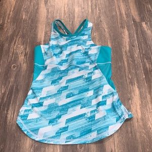 blue and white ivivva girls tank top